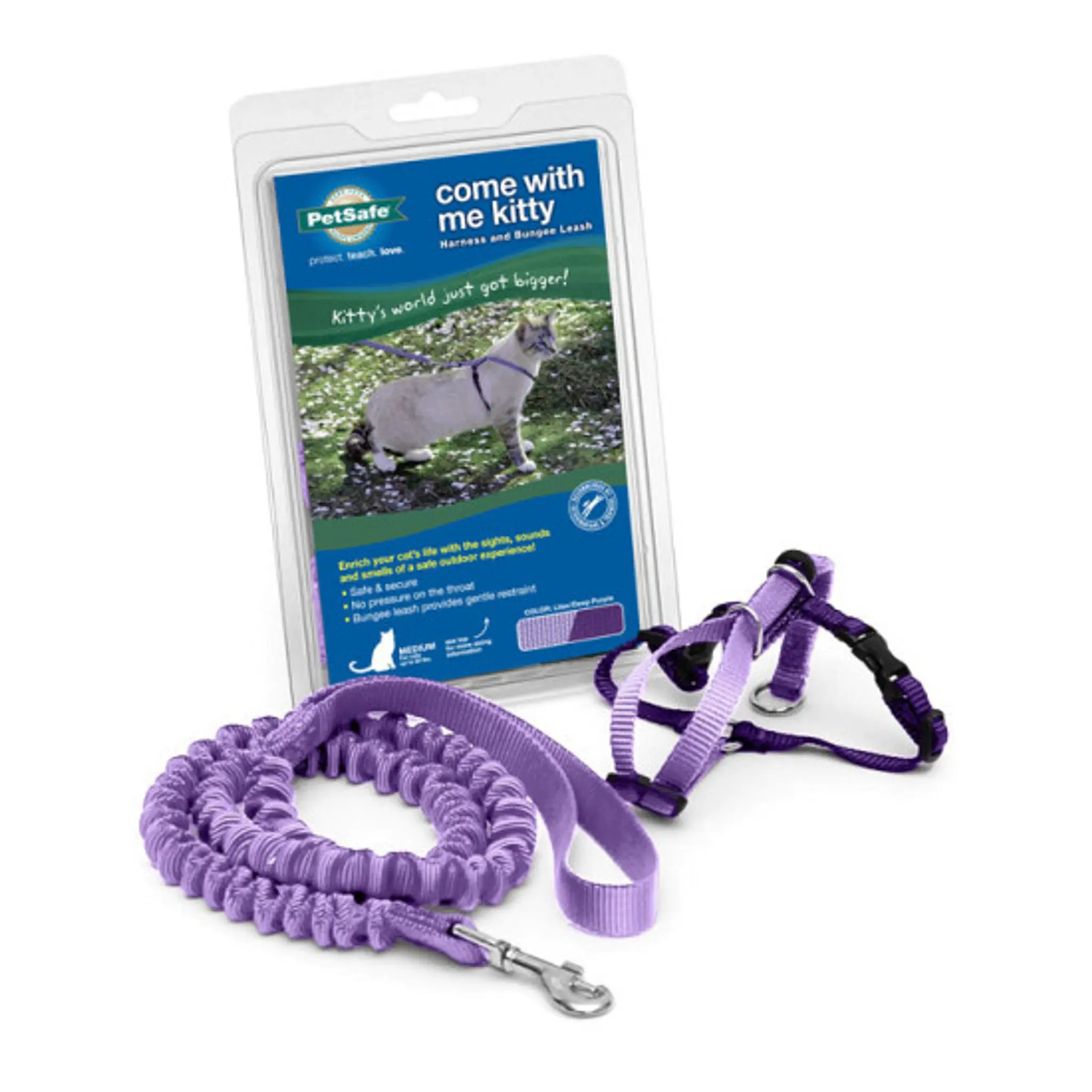 Petsafe Premier Come with Me Kitty Harness & Bungee Leash Combo Purple