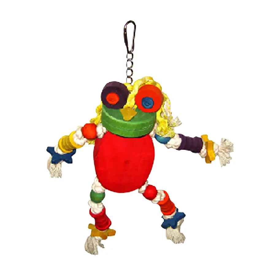 A & E Cages Happy Beaks the Silly Wood Frog Bird Toy