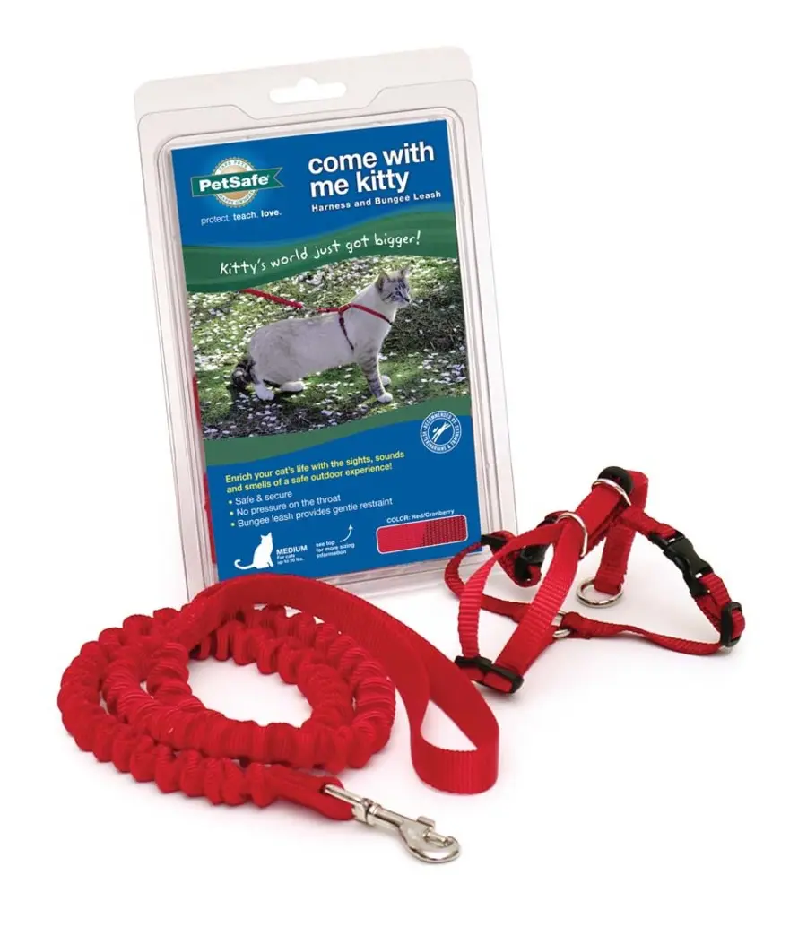 Petsafe Premier Come with Me Kitty Harness & Bungee Leash Combo Red / Cranberry Sm