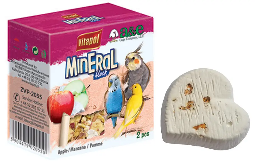 A & E Cages Vitapol Infused Mineral Block for Birds Apple