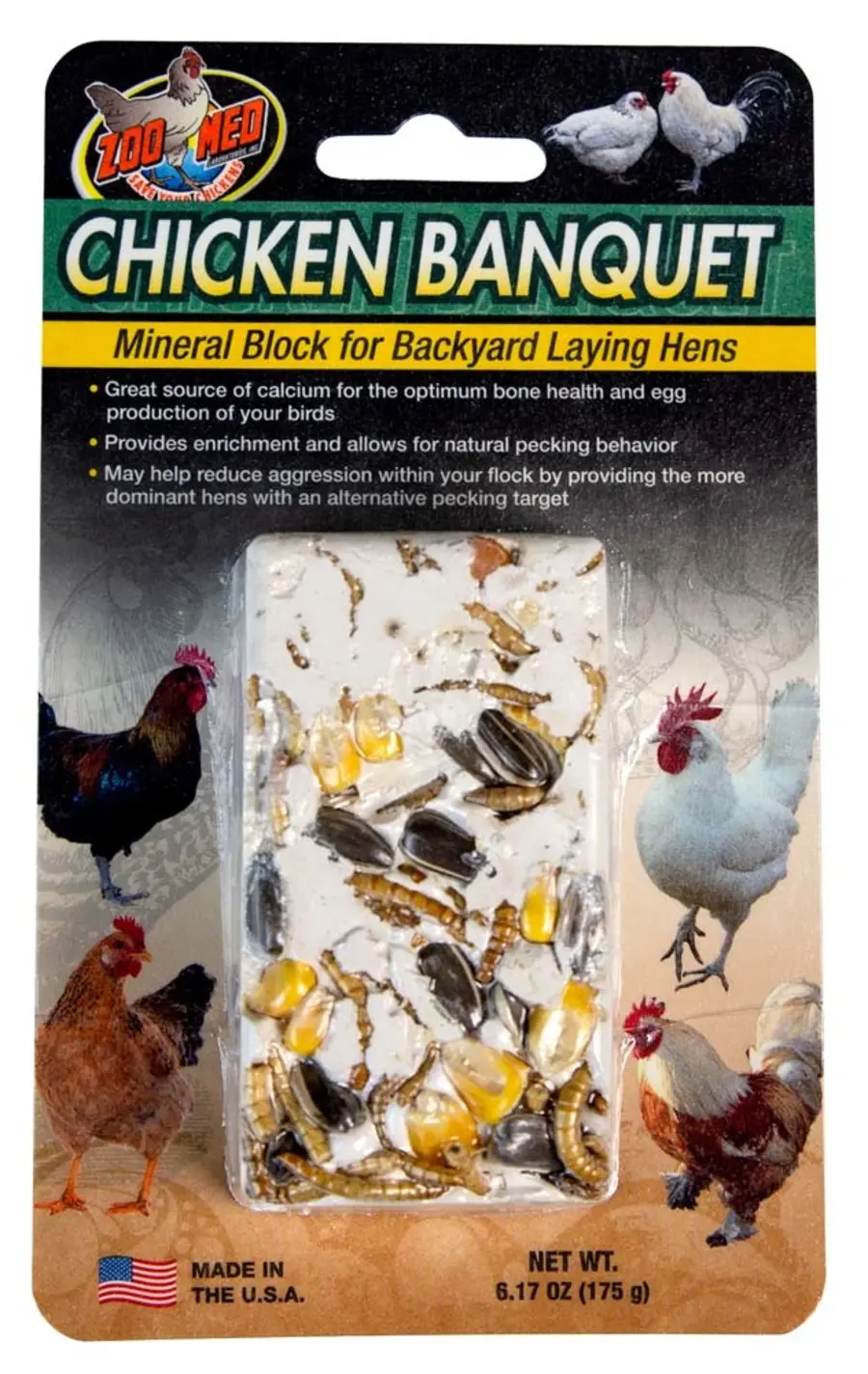 Zoo Med Chicken Banquet Mineral Block for Backyard Laying Hens