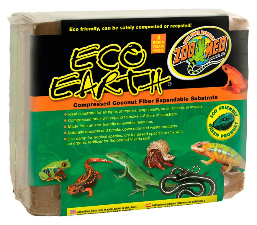 Zoo Med Eco Earth Coconut Fiber Substrate Brown 3 Count