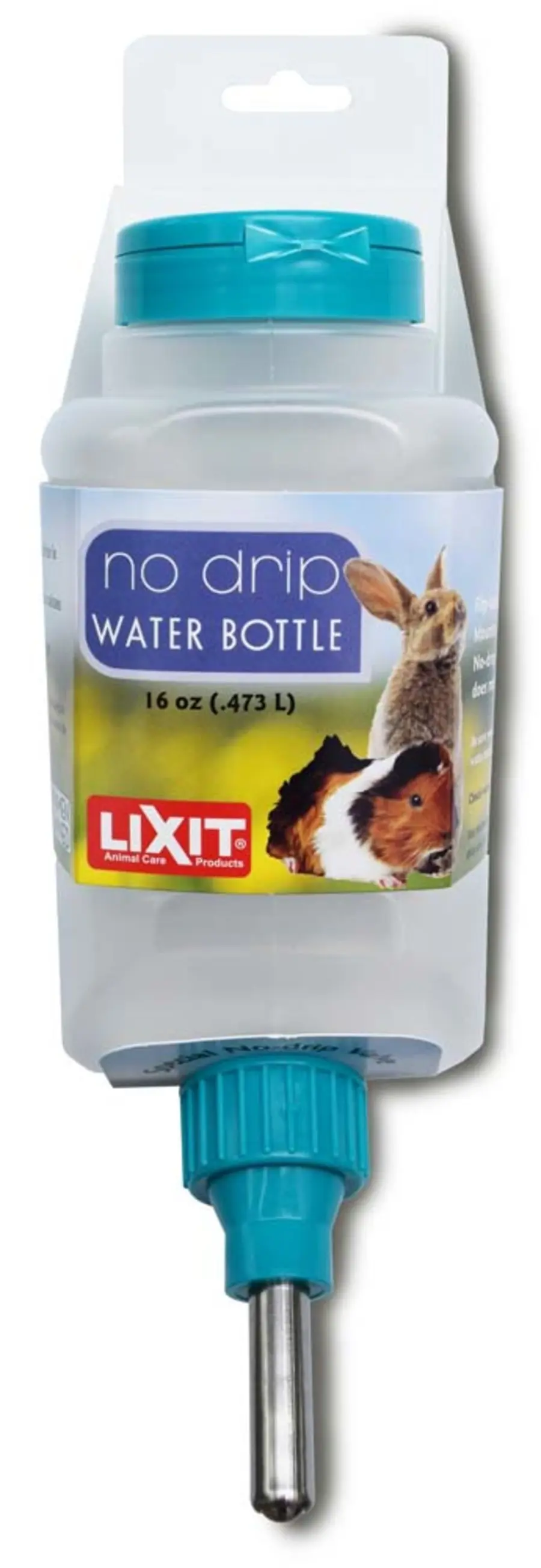 Lixit No Drip Top Fill Water Bottle Rabbit and Guinea Pig White, Clear 16 oz