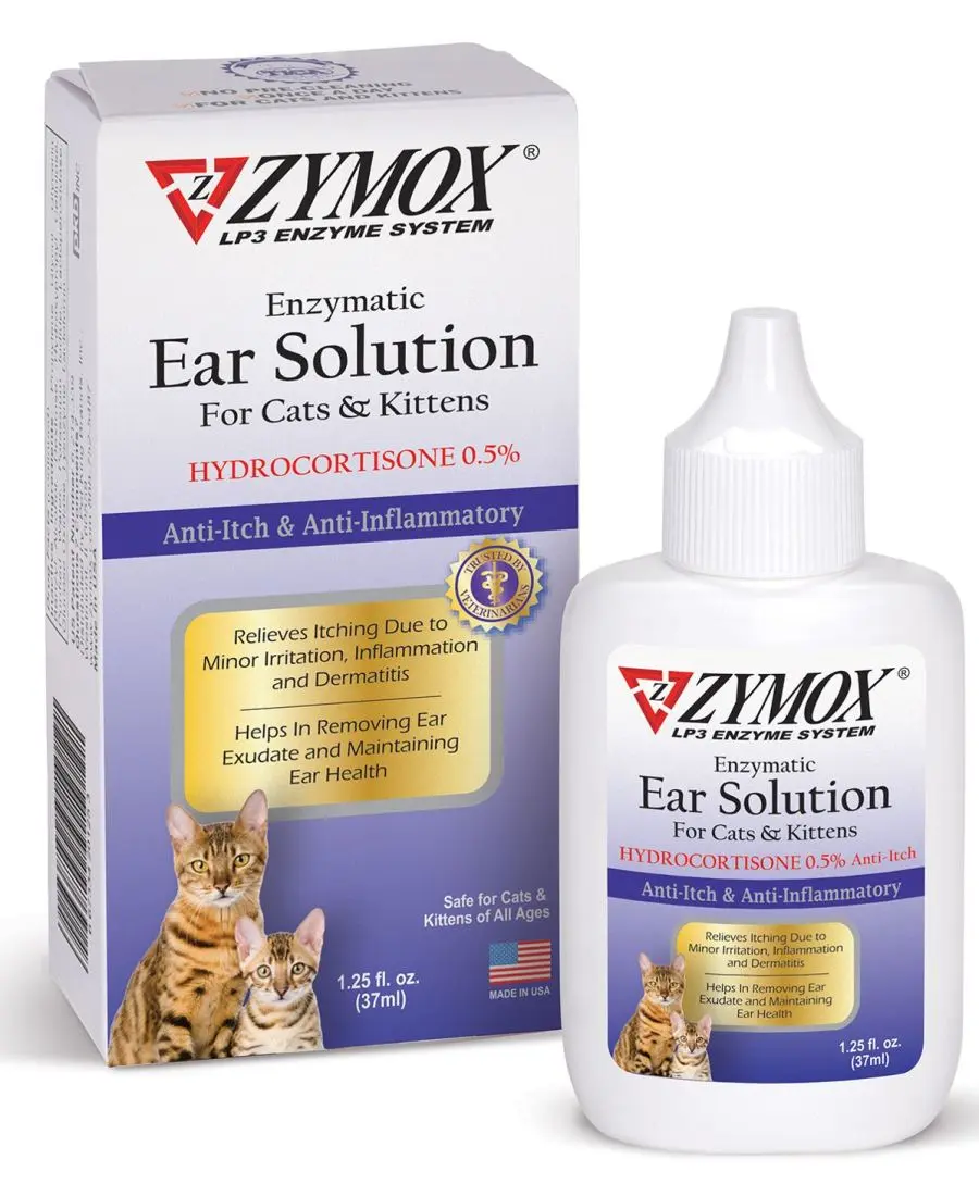 Zymox Enzymatic Ear Solution 0.5% Hydrocortisone for Cats & Kittens 1.25 oz