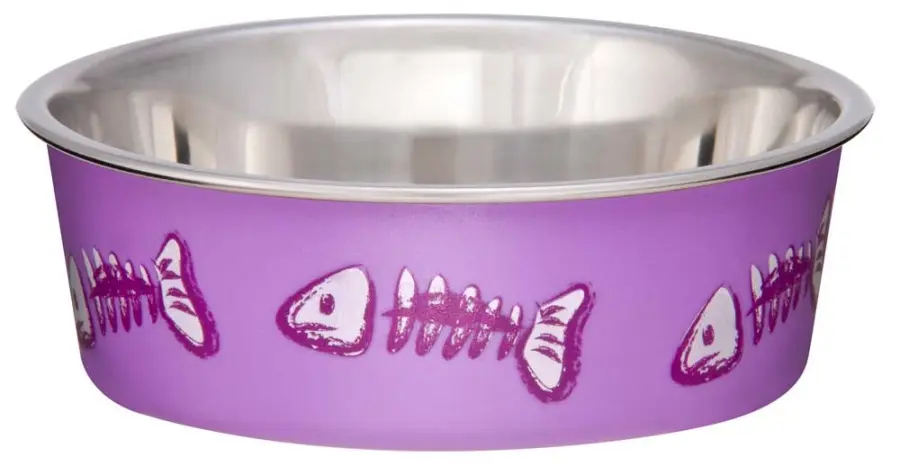 Loving Pets Bella Designer Fish Skeleton Cat Dish Lilac Xs