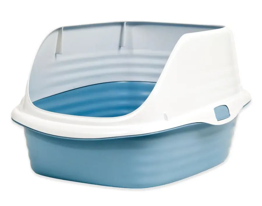 Arm & Hammer Rimmed Wave Cat Litter Pan Pearl White / Dark Gray, Lg