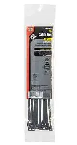 Gardner Bender Cable Tie, Double-Lock Locking, 6 / 6 Nylon, Black, 8 in L, 15 / pk