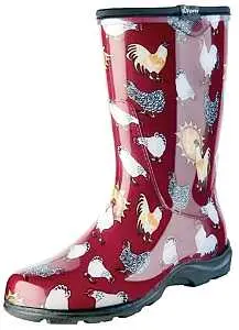 Sloggers Rain and Garden Boots, 9 In, Chicken, Barn Red