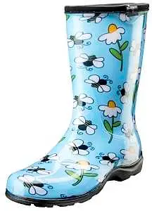 Sloggers Rain and Garden Boots, 8, 15-1 / 2 in W, Bee, Light Blue