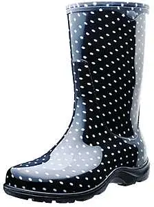 Sloggers Rain and Garden Boots, 9 In, Polka Dot, Black / White