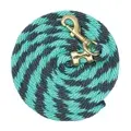Poly Lead Rope with A Solid Brass 225 Snap, Striped - Gray / Aqua