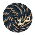Poly Lead Rope with A Solid Brass 225 Snap, Ribbon - Navy / Black / Tan