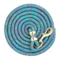 Poly Lead Rope with A Solid Brass 225 Snap, Mosaic - Sky Blue / Raspberry / Lime Green