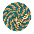 Poly Lead Rope with A Solid Brass 225 Snap, Ribbon - Teal Green / Mustard / Cinnamon