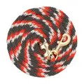 Poly Lead Rope with A Solid Brass 225 Snap, Ribbon - Graphite / Red / White