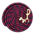 Poly Lead Rope with A Solid Brass 225 Snap, Diamond - Black / Purple / Raspberry