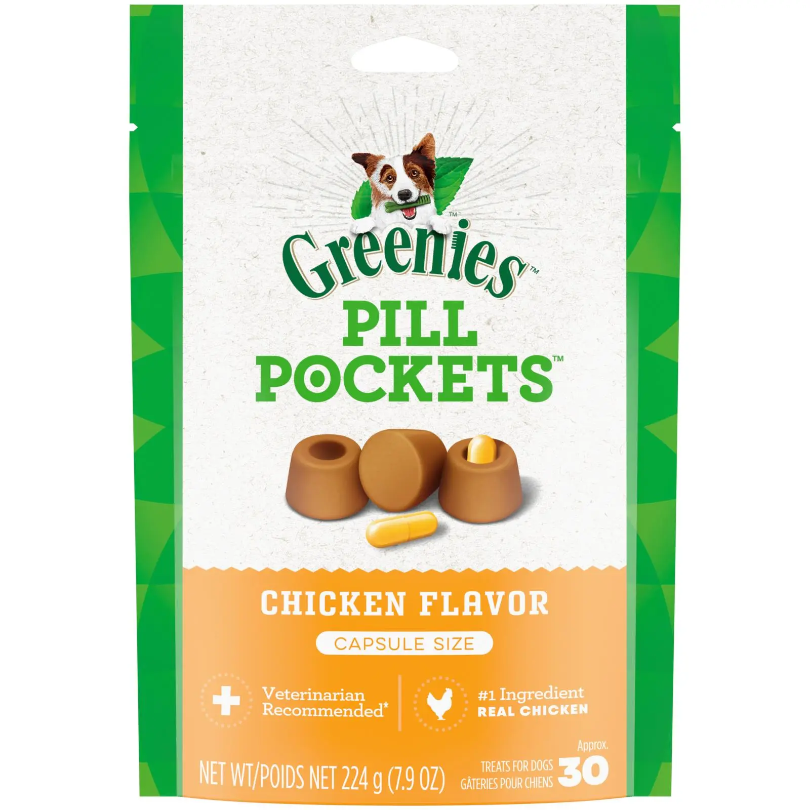 Greenies Pillpockets Capsule Chicken 7.9 oz