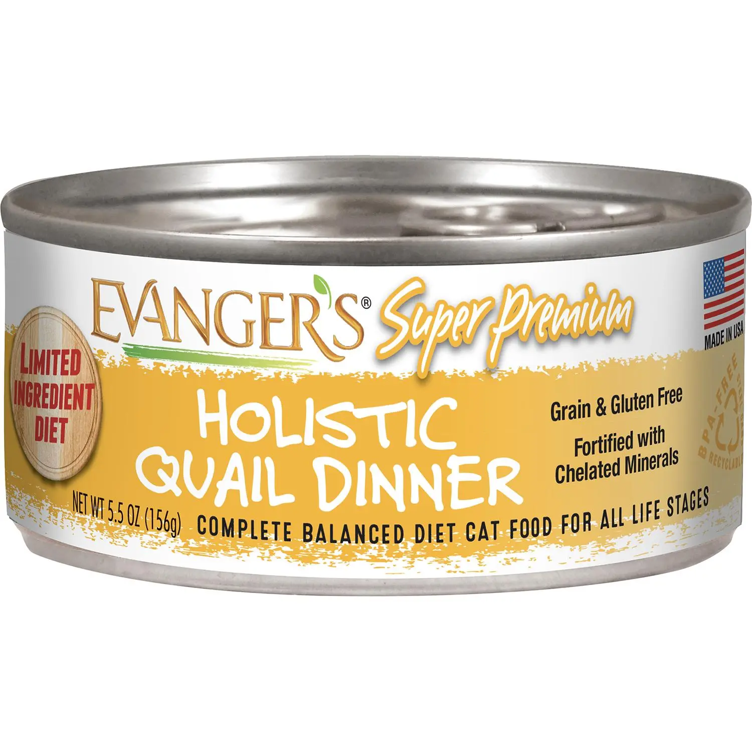 Evanger's Super Premium Holistic Quail Can Cat Food 5.5 oz