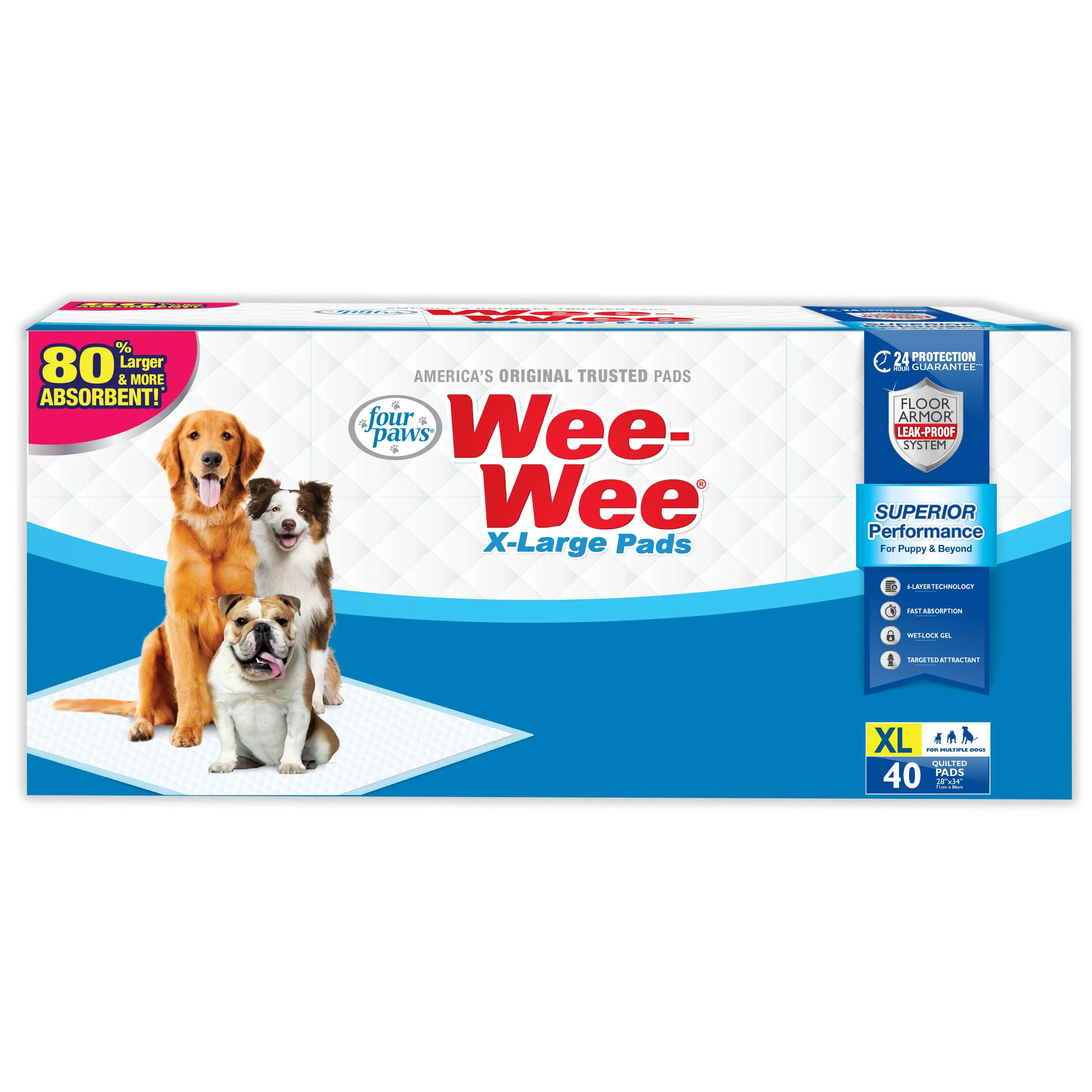 Four Paws Wee Wee Pads X Large 40 Count 28" X 34"