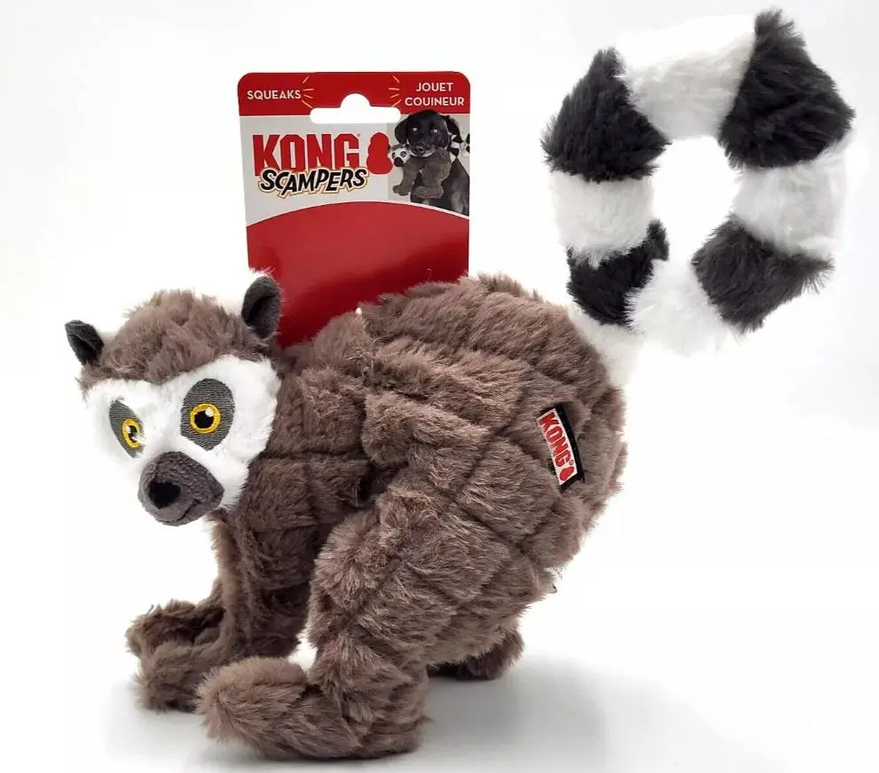Kong Scampers Lemur Dog Toy Grey Medium