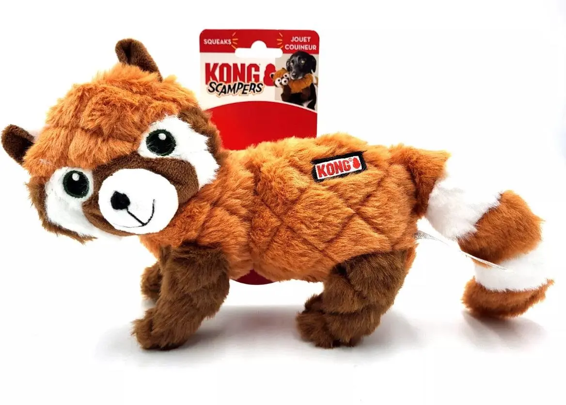 Kong Scampers Red Panda Dog Toy Brown Medium
