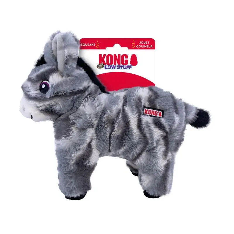 Kong Low Stuff Stripes Donkey Plush Dog Toy Medium