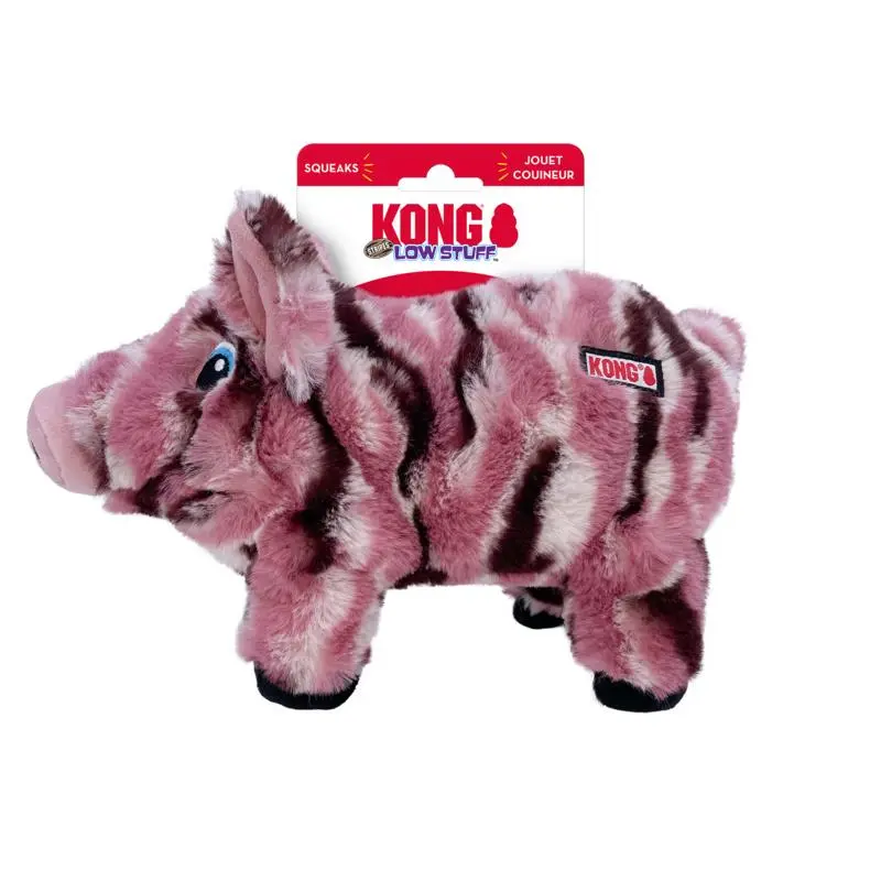 Kong Low Stuff Stripes Pig Plush Dog Toy Medium