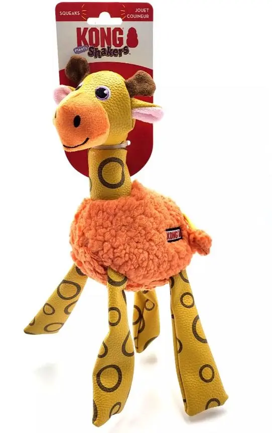 Kong Floofs Shakers Giraffe Dog Toy Yellow Medium