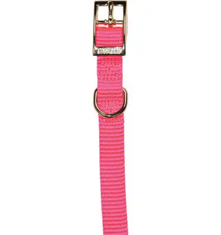 Valhoma Premium Single Layer Nylon Dog Collar 14 in Hot Pink